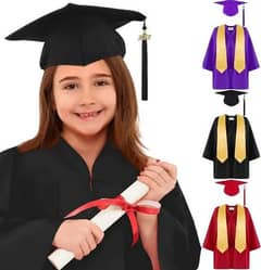 children kids graduation gown cap stole and tussle