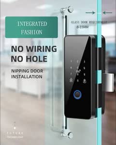 smart wireless glass to glass fingerprint electric security door lock