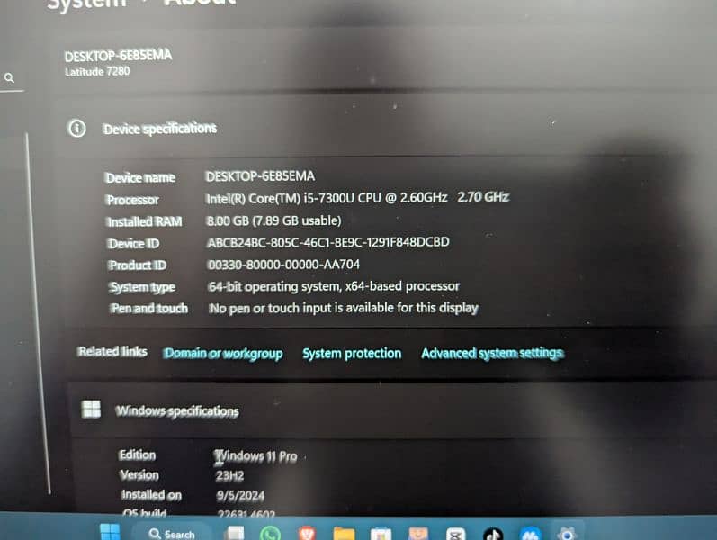 Dell latitude 7280 i5 7th 256gb nvme M2 8 gb ddr5 fhd exchange mobile 10