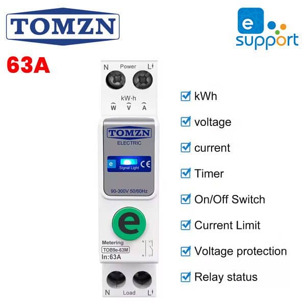 Tomzn 63A Ewelink WIFI Smart KWH Metering Circuit Breaker 0