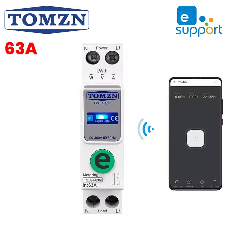 Tomzn 63A Ewelink WIFI Smart KWH Metering Circuit Breaker 2