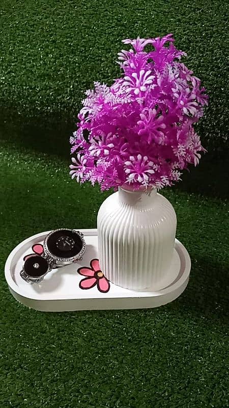 beautiful Vase and tray /home decor/aesthetic decor/handmade items 0