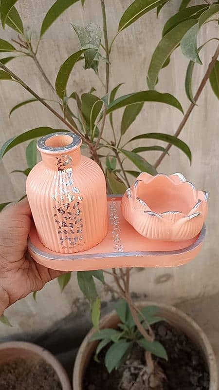 beautiful Vase and tray /home decor/aesthetic decor/handmade items 12