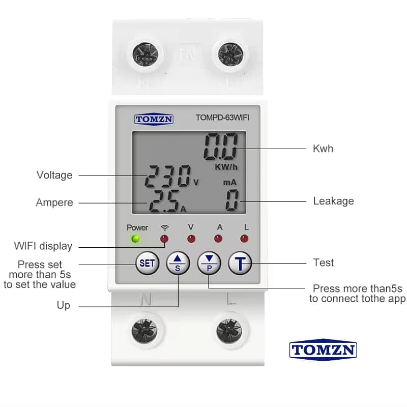 Tomzn TOMPD 63 WIFI Protector with voltage current and leakage protec 4