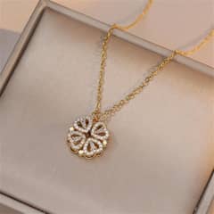 Four Leaf Clover Necklace - (Golden) 