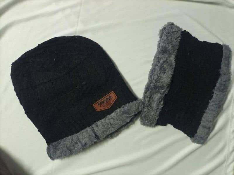 2 pcs beanie wool cap and neck warmer 1