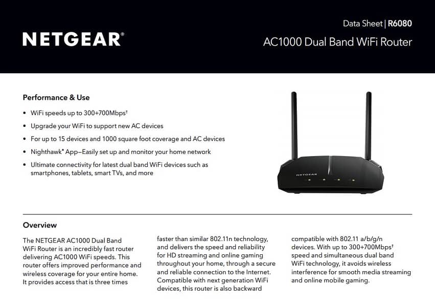 BEST OFFER… NETGEAR R6080 (AC1000) DUAL-BAND WIFI ROUTER! 12