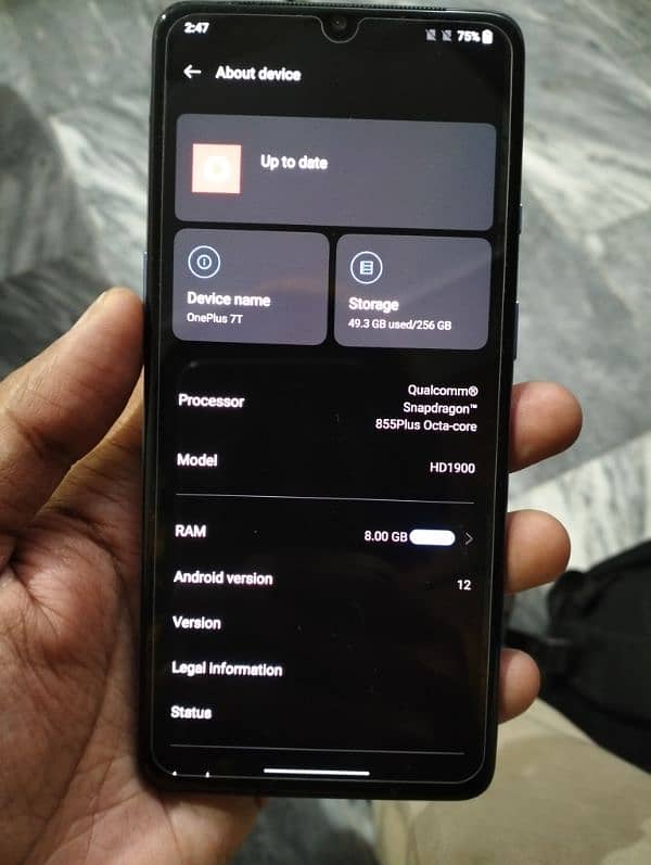 OnePlus 7t 8-256 Dual sim Clean Display Best PUBG 2