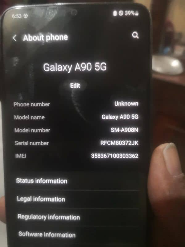 a90 5g Samsung non pta 855 snapdragon 1