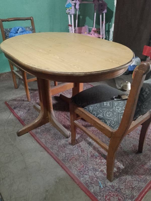 4 chair with dining table & 1 center glass table with 2 side tables 1