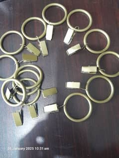 CURTAIN RINGS W CUR CLIPS GOLDEN