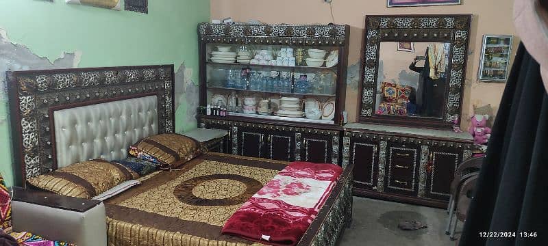 bed with 2 side table, showcace and dressing table in reasonable price 1