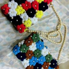 Crochet puff flower bag