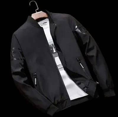 Men's Fleece Bomber Jacket -1 Pc, Plain Design Collared Neck •  Gende 1