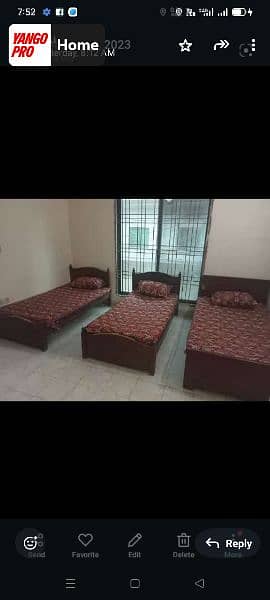 1 bed in 3 person sharing at Rs. 9000 Call waqas manager 0308-2881758 2