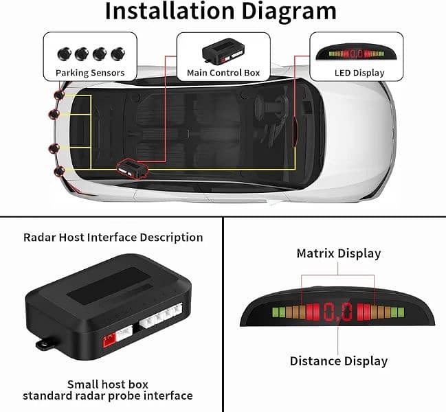 EKYLIN Car Auto Vehicle Reverse Backup Radar System 4