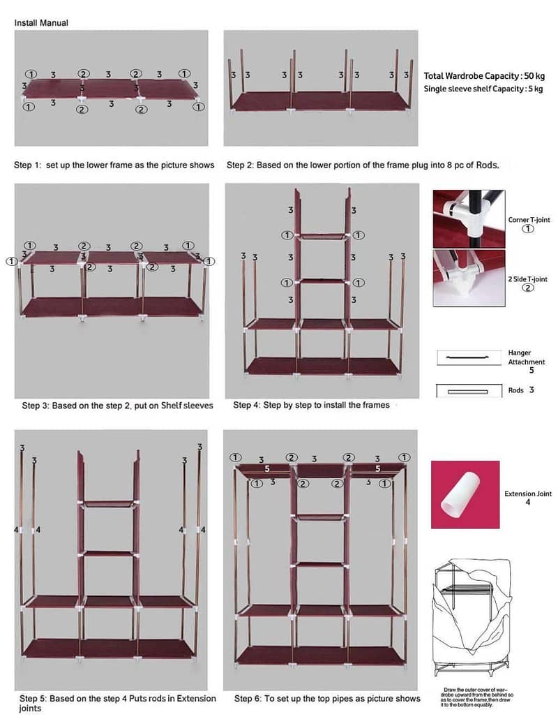 3 Layer Storage Wardrobe Model 88130 Shelf Rack Fancy And Foldable 10