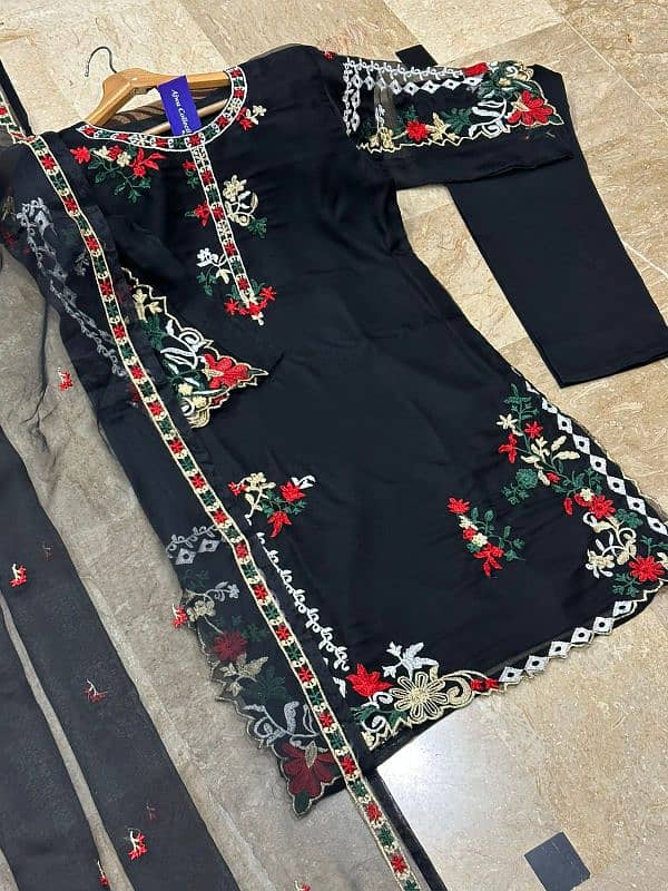 Kaya Work Multi Embroidered Shirt With Emb Dupatta 3Pcs 3