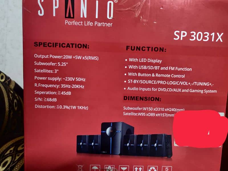 SPANIO SP3031X MINI THEATER SUBWOOFER 8