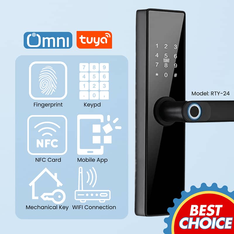 Fingerprint password card smart digital door lock tuya home office 2