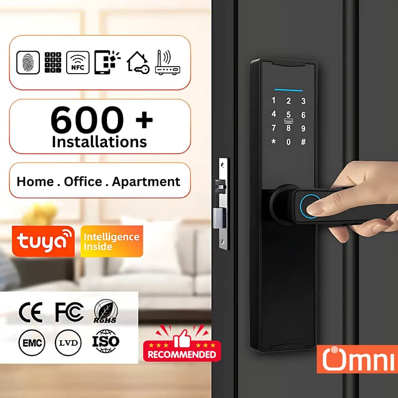 Fingerprint password card smart digital door lock tuya home office 4