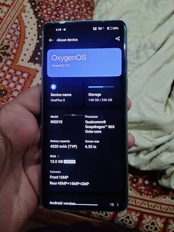 OnePlus 8 5G 12 GB Ram 256GB Memory 5