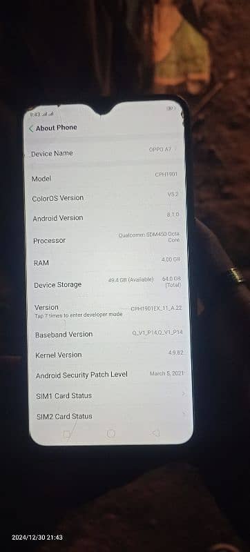 Oppo A7 4 64GB 10/7 condition all ok 4