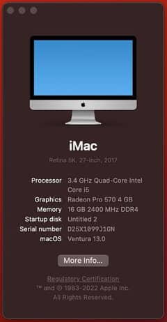 Apple I Mac  Core i5 16gb/1tb 27 inch Late 2013