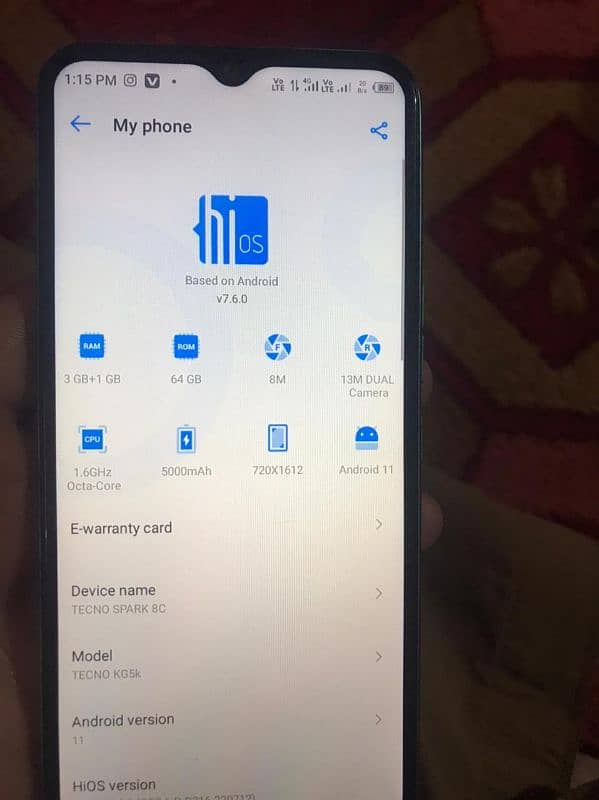 Tecno spark 8c 4/64 gb condition 9/10 6