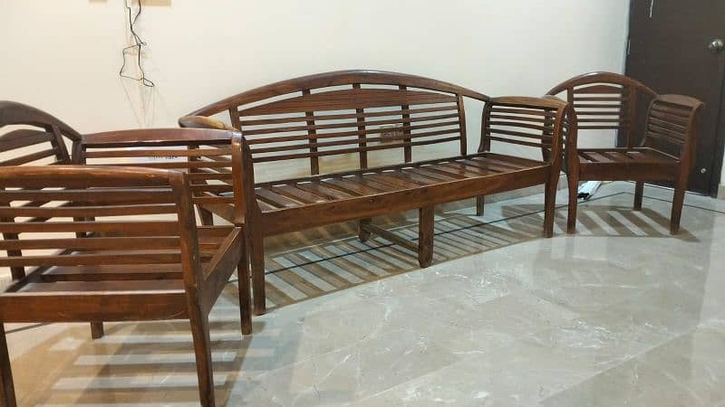 5 seater sofa set pure wooden with foam and without table 2