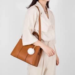 womens leather plain hand bag set