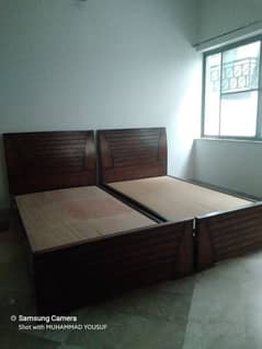 2 wooden single bed set without mattress