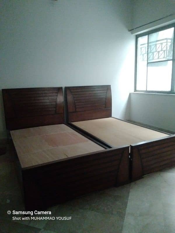 2 wooden single bed set without mattress 0