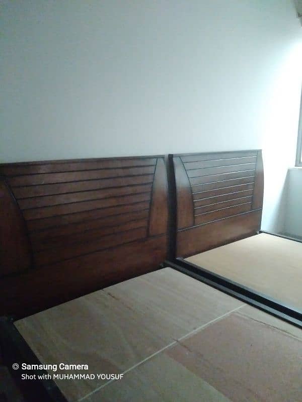 2 wooden single bed set without mattress 3