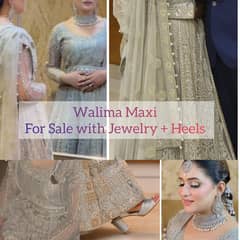 Designer Walima maxi for sale jewelry+ heels