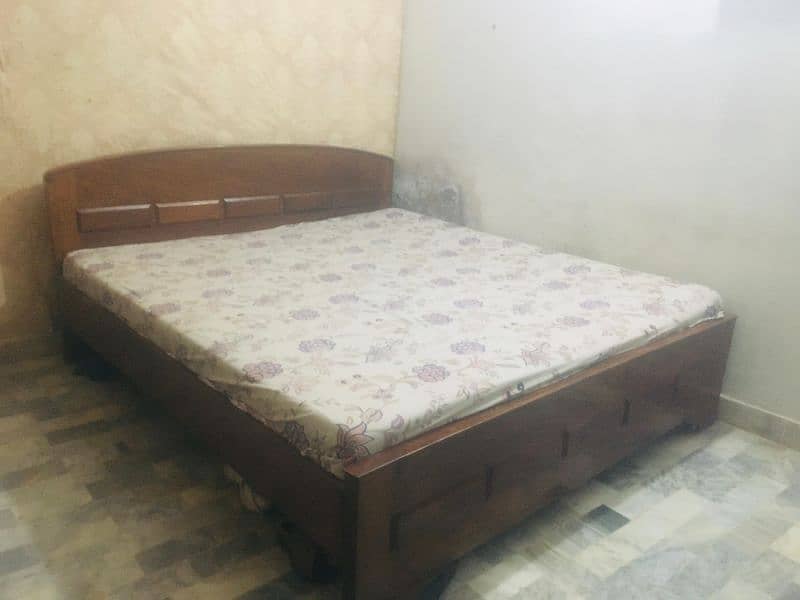 WOODEN BED With Mattress FOR SALE 0