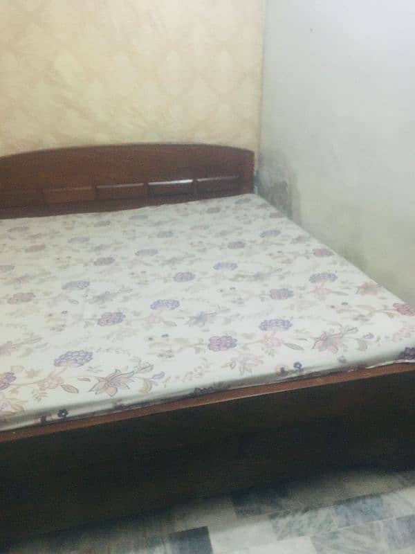 WOODEN BED With Mattress FOR SALE 1