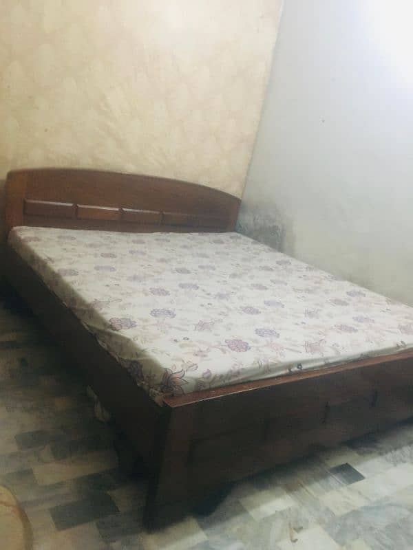 WOODEN BED With Mattress FOR SALE 2