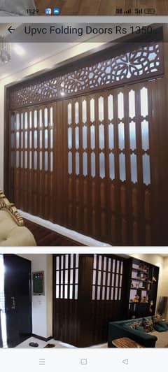 partitoin / folding door lasani door wallpaper PVC panel /fluted pane