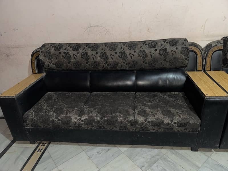 Sofa set 6 seater leather mix rexin fabric 1