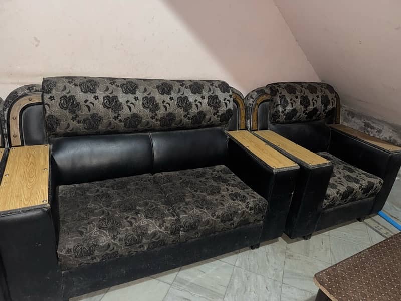 Sofa set 6 seater leather mix rexin fabric 2