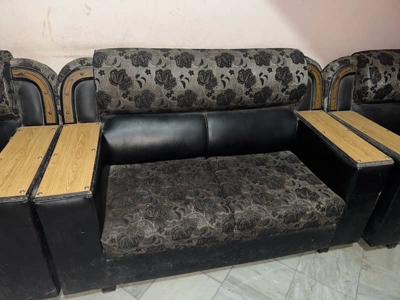 Sofa set 6 seater leather mix rexin fabric 5