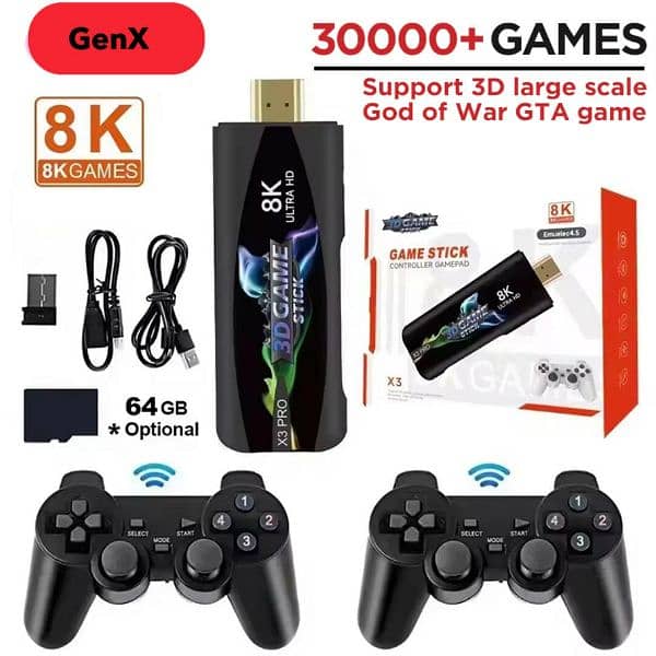 X3 PLUS GAME STICK GAMING + ANDROID With Double wireless controllers 0