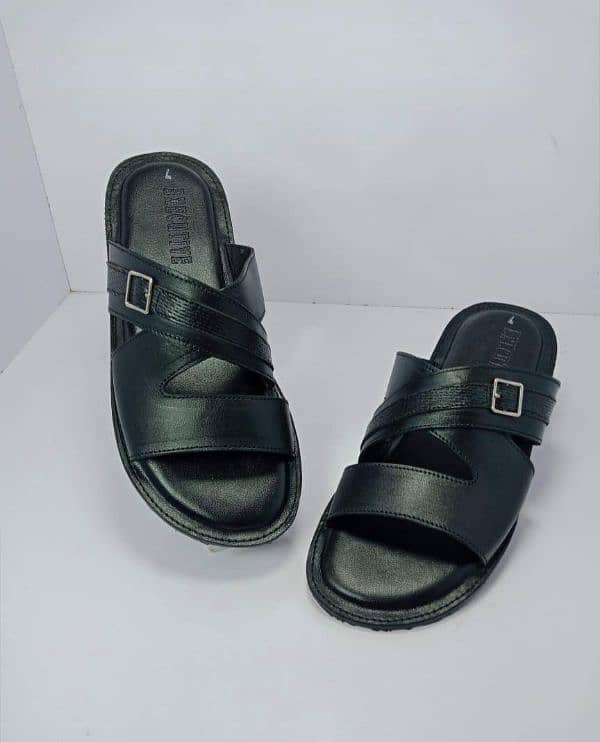 Men's Flat Leather Slippers 0