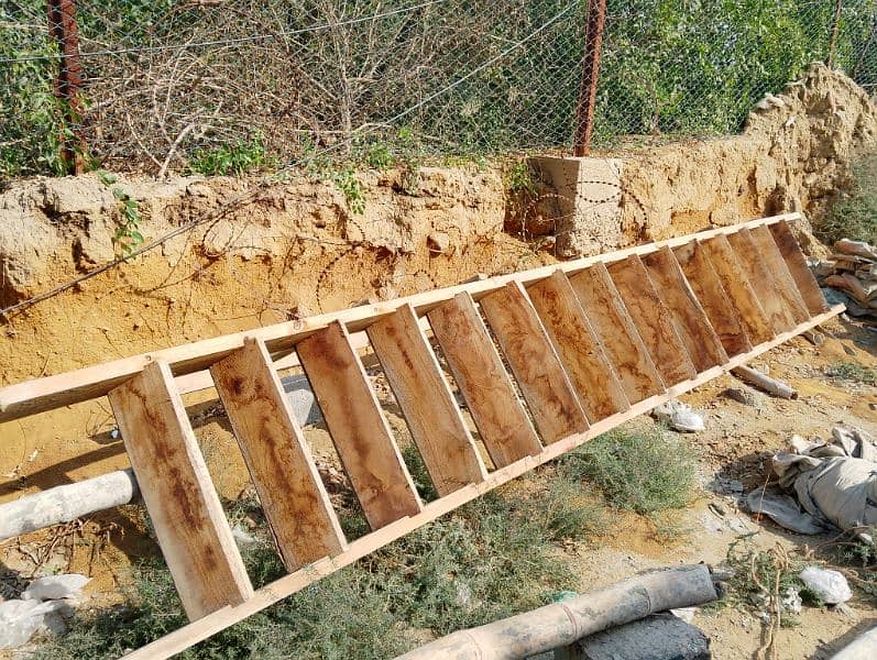 wooden ladder with railing 2