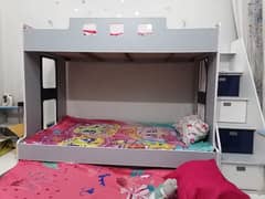 full size bunk bed with 3 beds and two mattresses