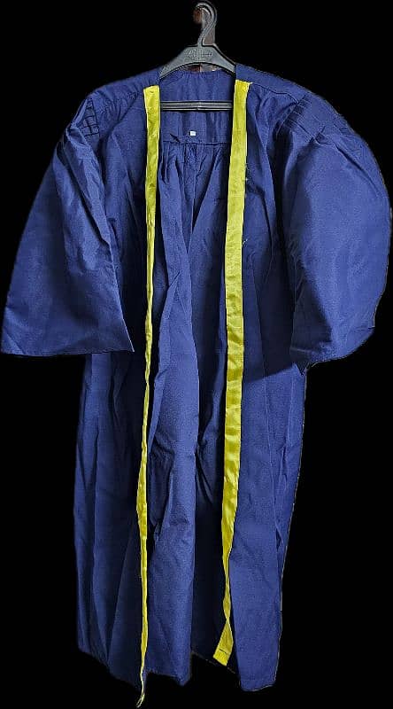 Graduation Gown and Hat Set - Navy Blue with Yellow Accents 0