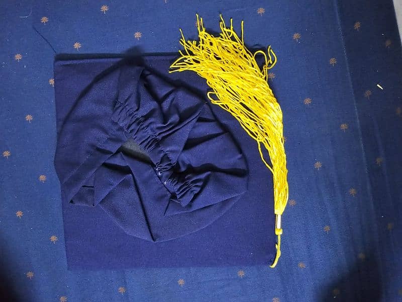 Graduation Gown and Hat Set - Navy Blue with Yellow Accents 1