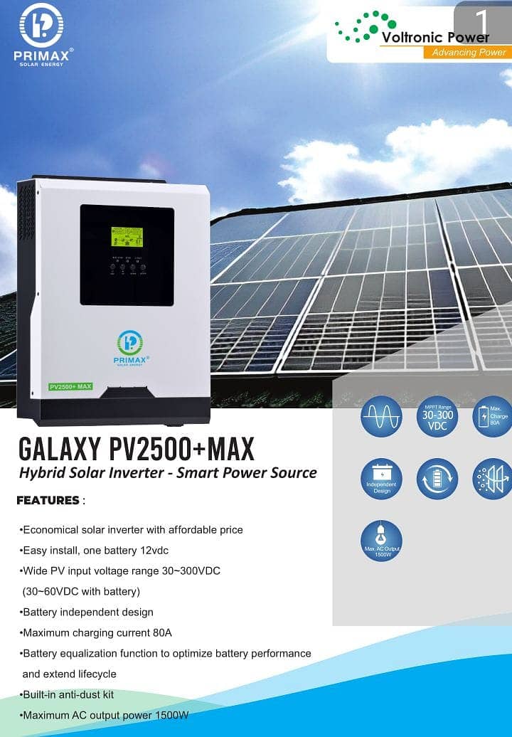 MPPT SOLAR INVERTER – GALAXY PV2500+ MAX 0