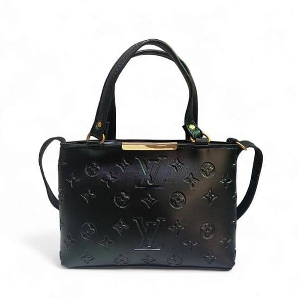 Women's PU Leather Plain Embossed Hand Bag 0